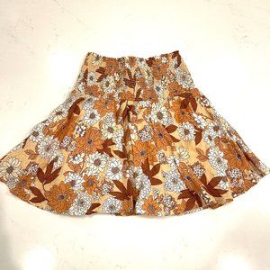 J. Crew : Smocked Linen Mini in Zinnia Floral : Camel :  XS